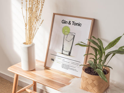 Gin & Tonic Recipe Poster | Artistic Art Print — view 6