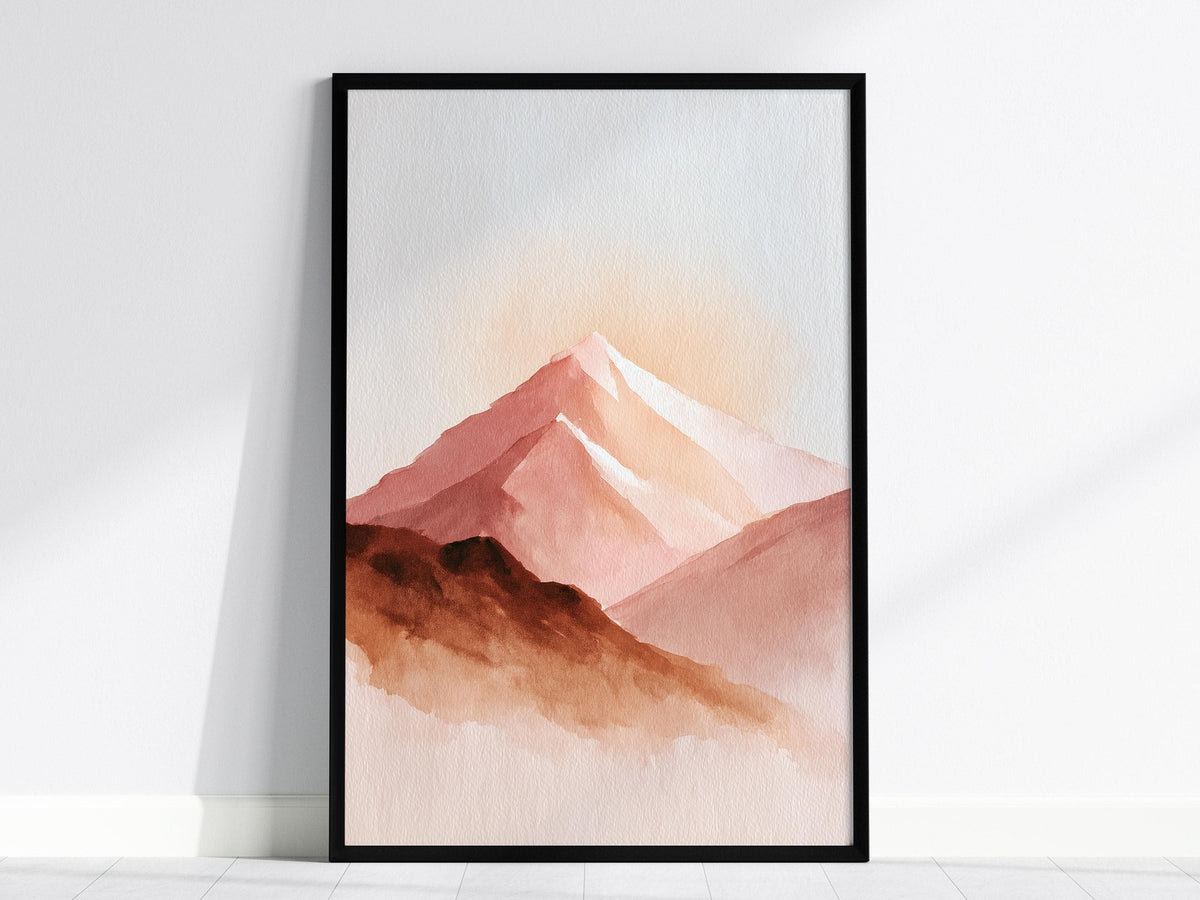 Boho Mountain Sunset Poster | Abstract Art Print