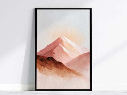 Boho Mountain Sunset Poster | Abstract Art Print