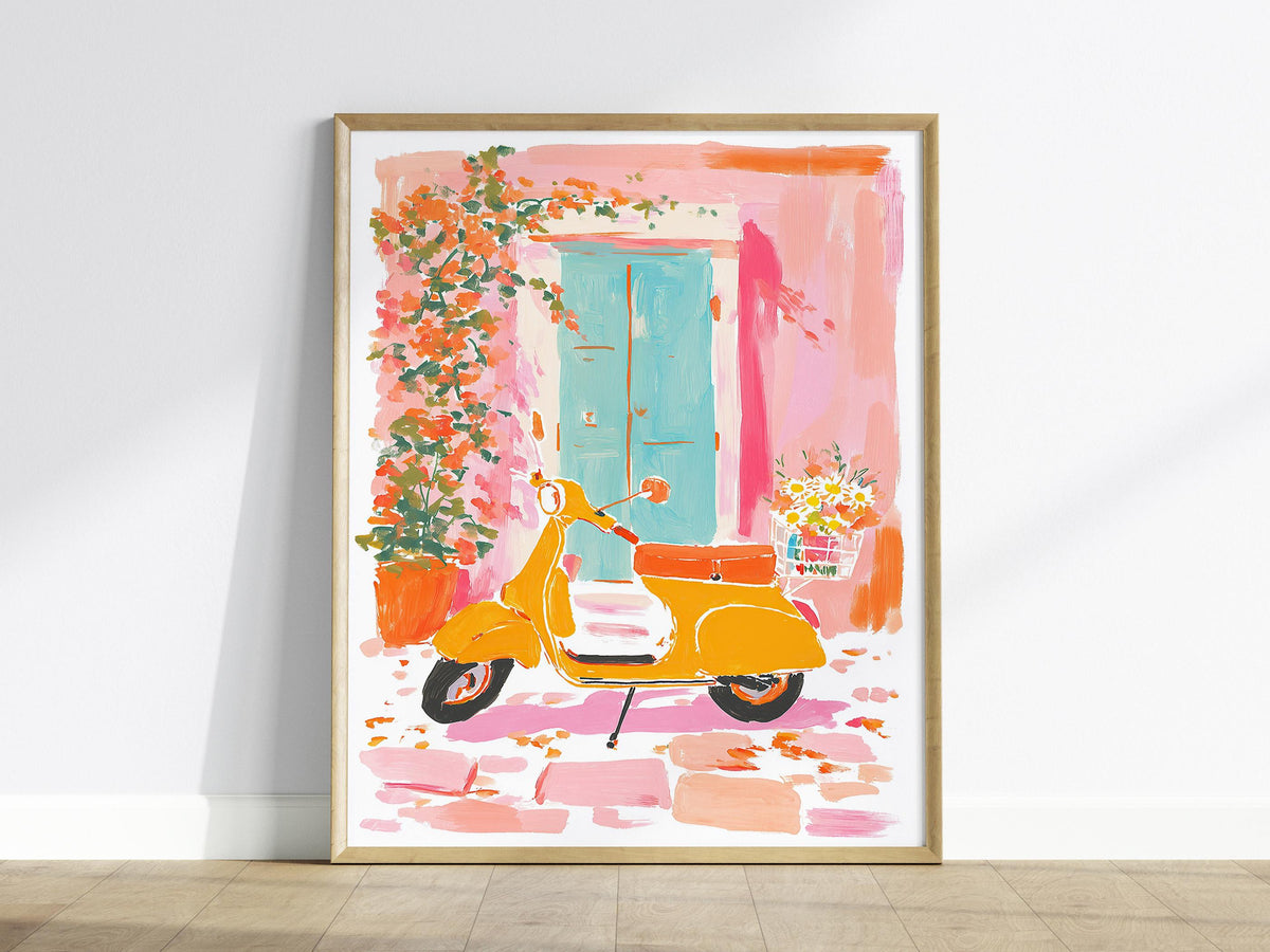 Vespa Scooter Poster | Floral and Plants Art Print — view 2
