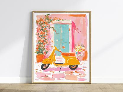 Vespa Scooter Poster | Floral and Plants Art Print — view 2