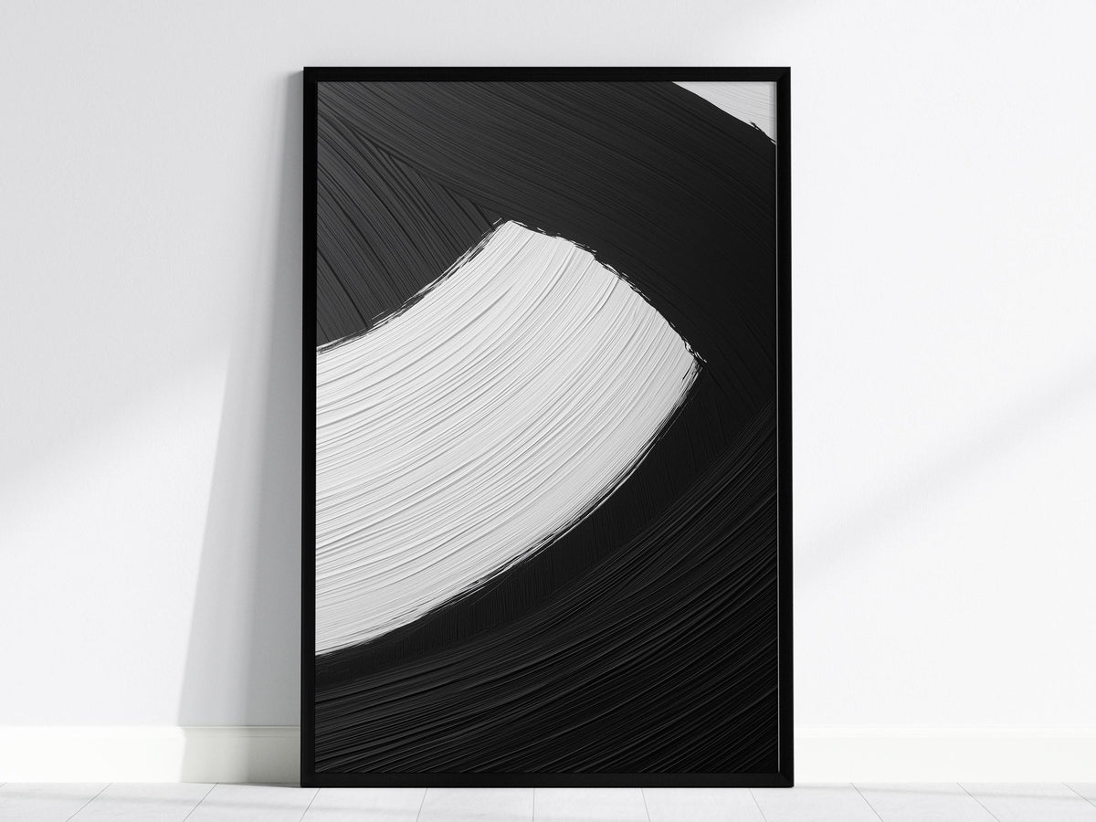 Black and White Abstract Brushstroke Poster | Abstract Art Print