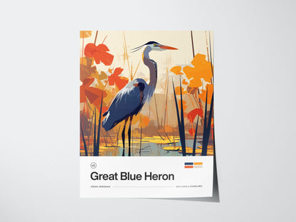 Great Blue Heron Bird Poster | Wildlife Art Print — view 3