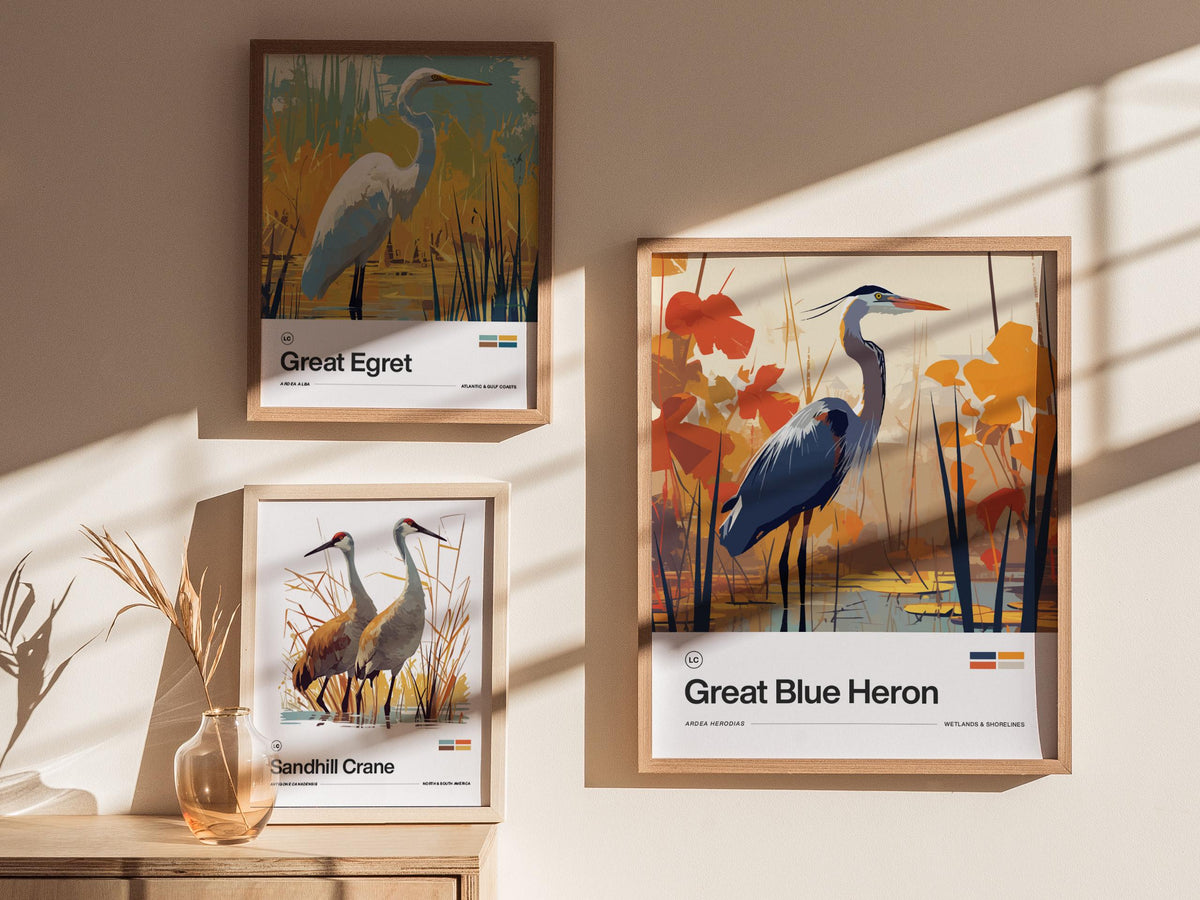 Great Blue Heron Bird Poster | Wildlife Art Print — view 5