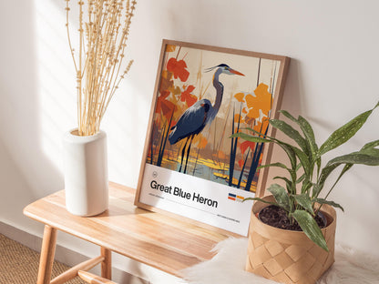 Great Blue Heron Bird Poster | Wildlife Art Print — view 6