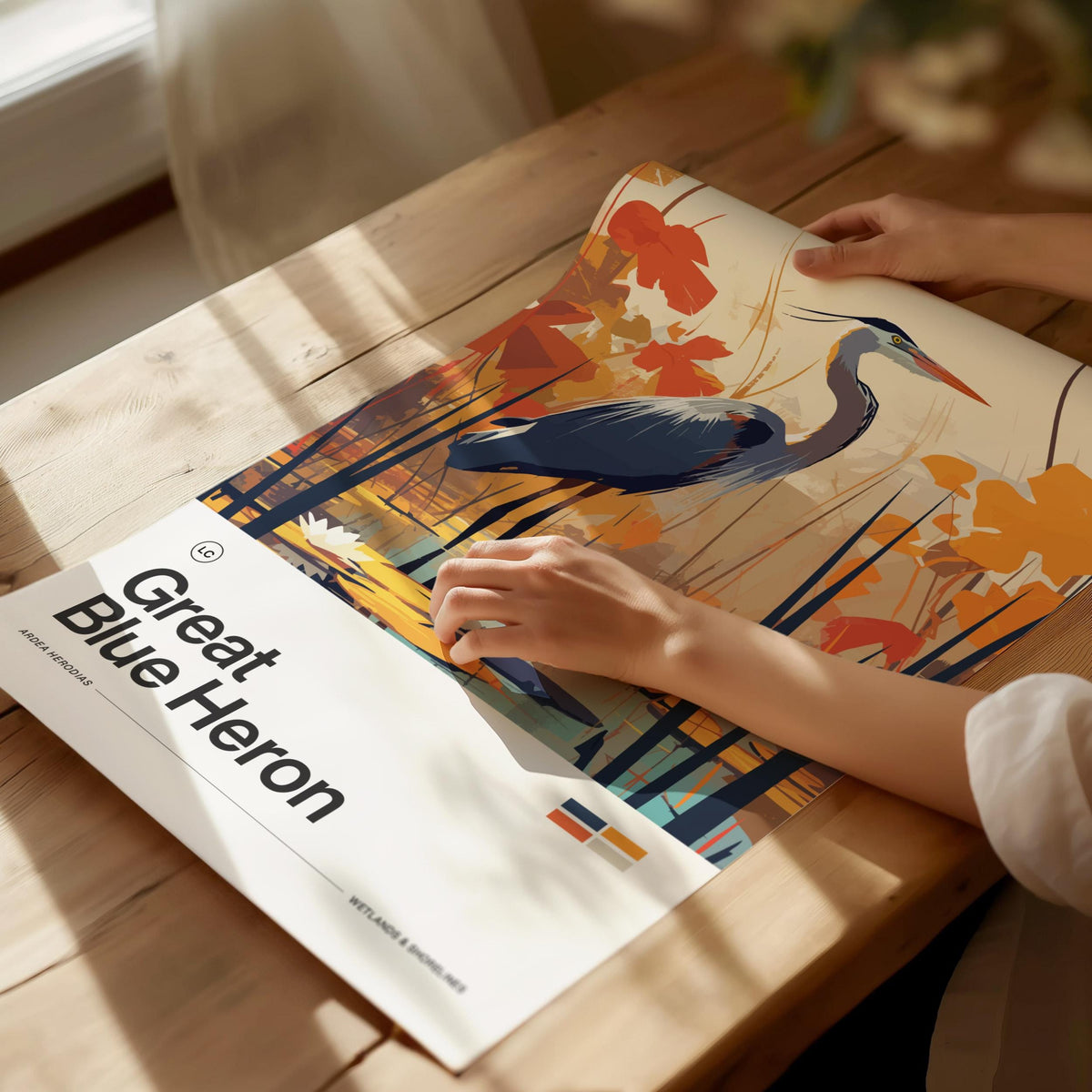 Great Blue Heron Bird Poster | Wildlife Art Print — view 4