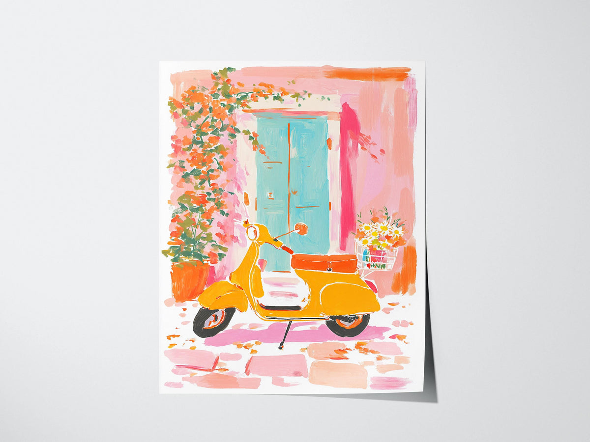 Vespa Scooter Poster | Floral and Plants Art Print — view 3