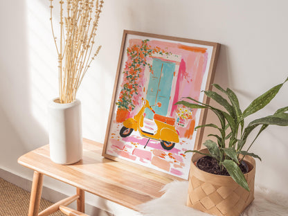 Vespa Scooter Poster | Floral and Plants Art Print — view 5