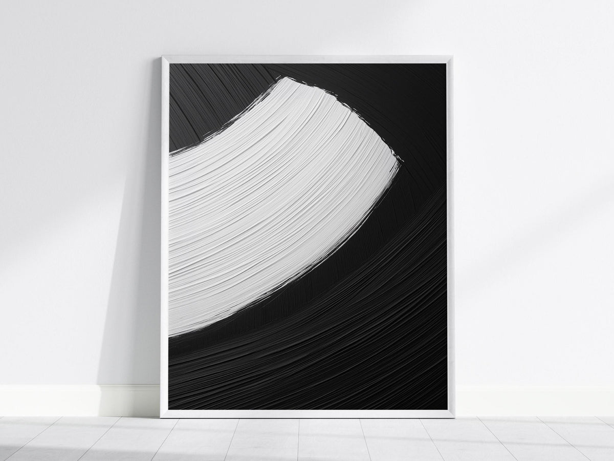 Black and White Abstract Brushstroke Poster | Abstract Art Print — view 2
