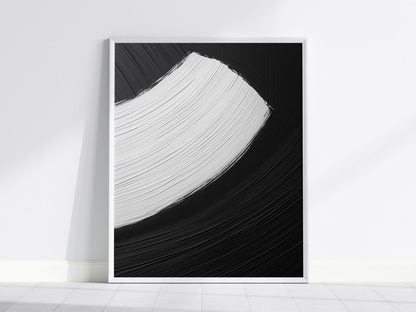 Black and White Abstract Brushstroke Poster | Abstract Art Print — view 2