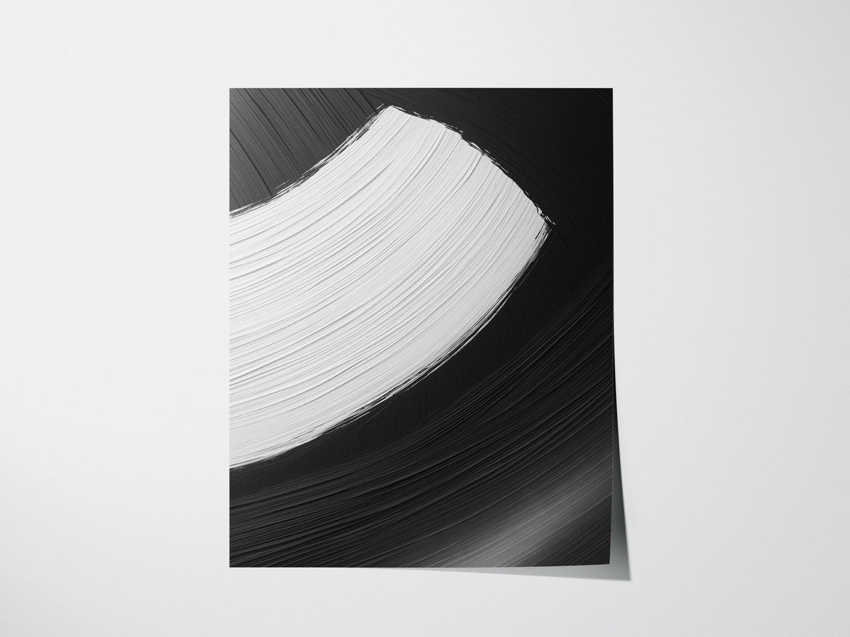 Black and White Abstract Brushstroke Poster | Abstract Art Print — view 3