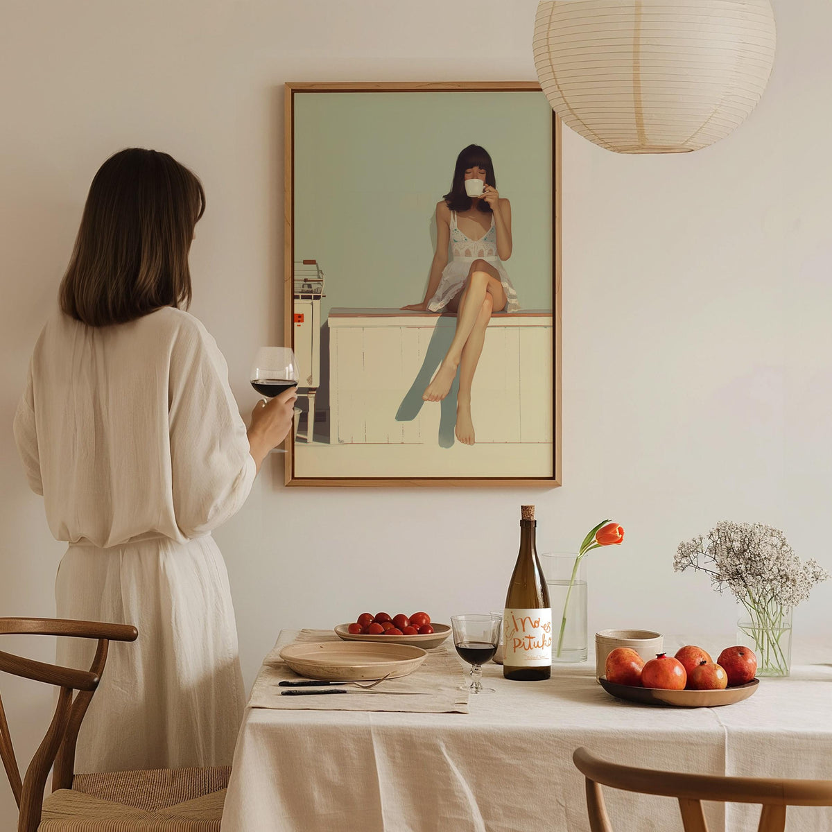 Minimalist Coffee Girl Portrait Poster | Artistic Art Print — view 7