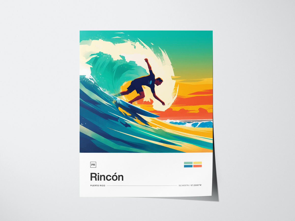 Rincon Puerto Rico Surf Poster | Travel Art Print — view 3