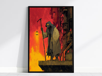 Cyberpunk Hermit Tarot Card Poster | Tarot Art Print