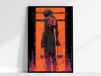 Cyberpunk Justice Tarot Card Poster | Tarot Art Print