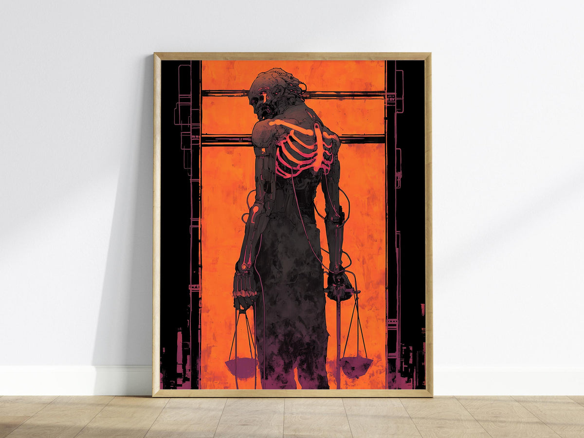 Cyberpunk Justice Tarot Card Poster | Tarot Art Print — view 2
