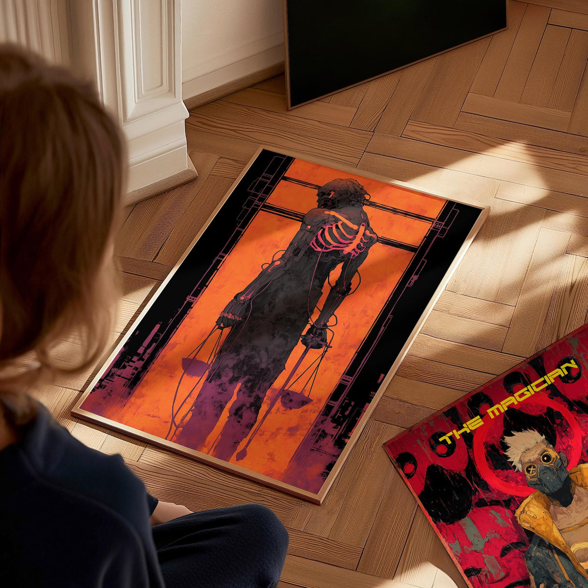 Cyberpunk Justice Tarot Card Poster | Tarot Art Print — view 7