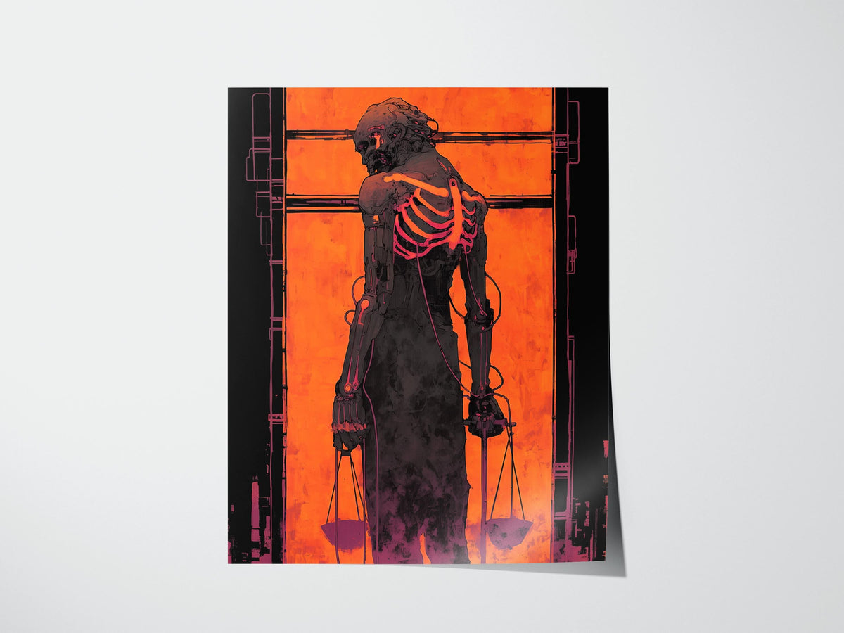 Cyberpunk Justice Tarot Card Poster | Tarot Art Print — view 3