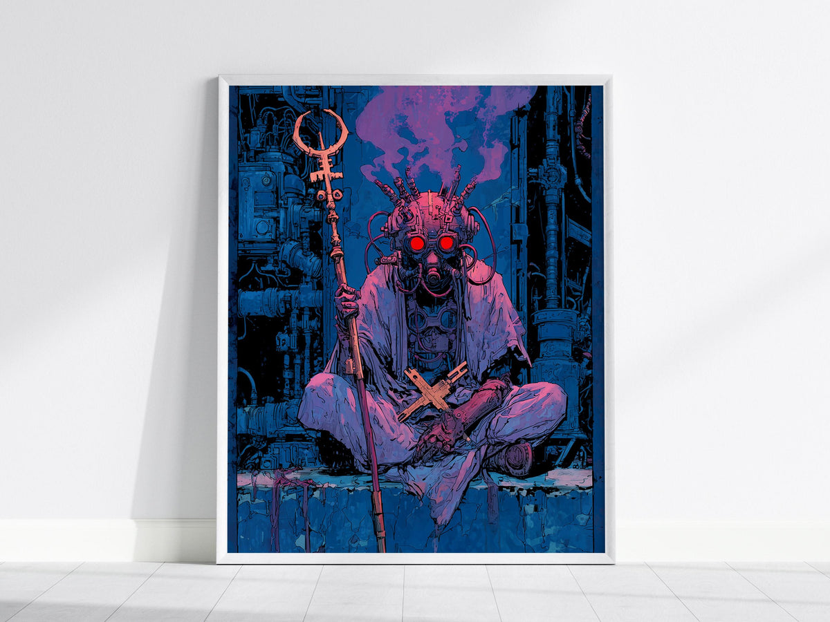 Cyberpunk Tarot: The Hierophant Poster | Tarot Art Print — view 2