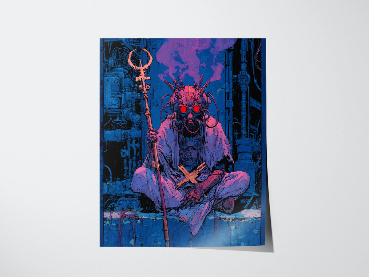 Cyberpunk Tarot: The Hierophant Poster | Tarot Art Print — view 3