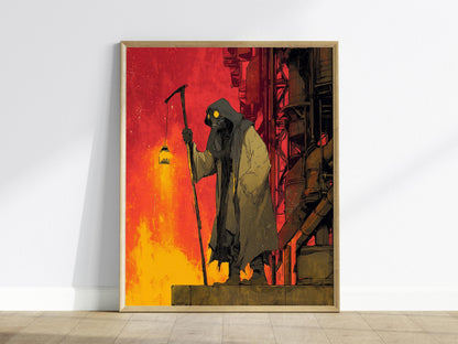 Cyberpunk Hermit Tarot Card Poster | Tarot Art Print — view 2