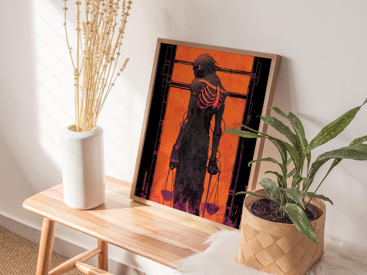 Cyberpunk Justice Tarot Card Poster | Tarot Art Print — view 6
