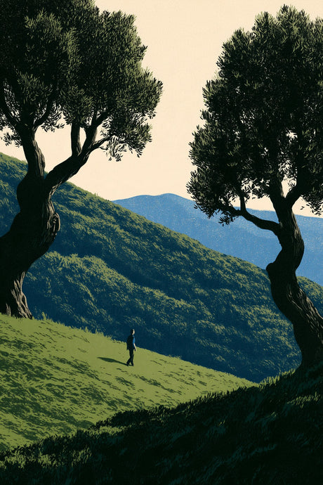 Child Climbs Green Slope