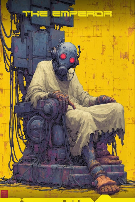 Cyberpunk Emperor Tarot Card Poster