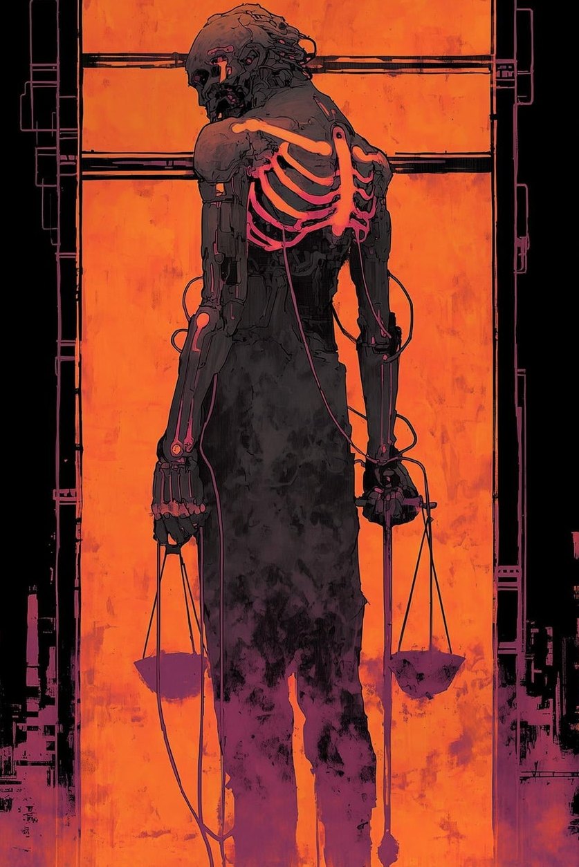 Cyberpunk Justice Tarot Card Poster