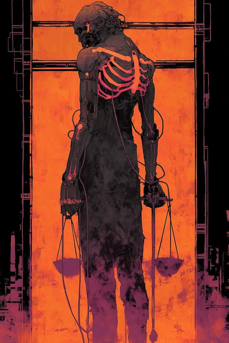 Cyberpunk Justice Tarot Card Poster