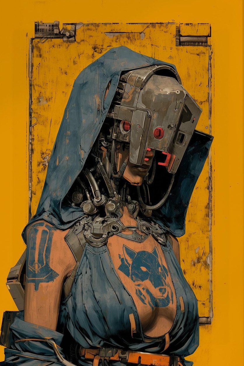 Cyberpunk Strength Tarot Card Poster