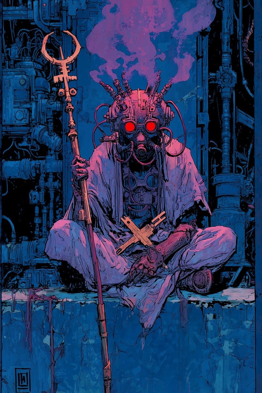 Cyberpunk Tarot: The Hierophant Poster