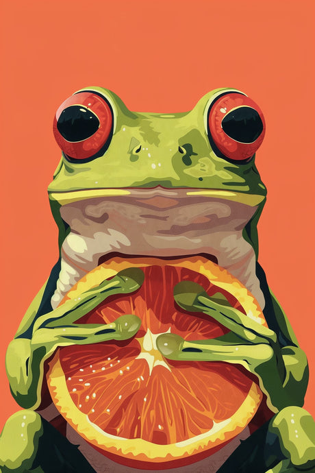 Frog with Orange Poster