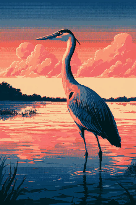 Heron Walks Dusk