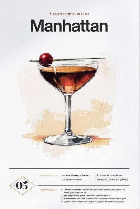 Manhattan Cocktail Recipe Poster