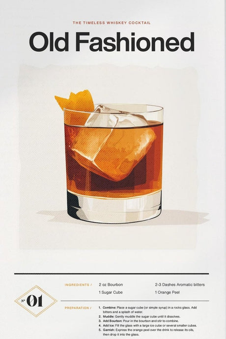 Old Fashioned Cocktail Recipe Poster