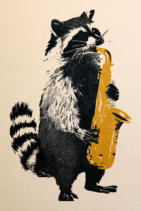 Raccoon Plays Saxophone