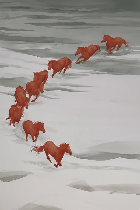 Red Horses on Ice