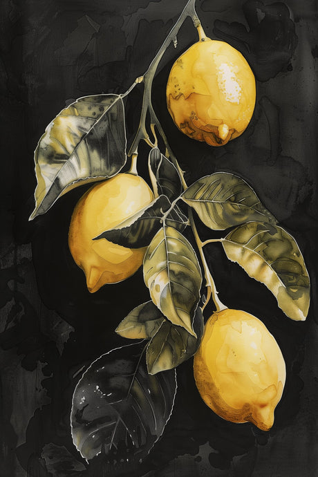 Three Lemons on Black