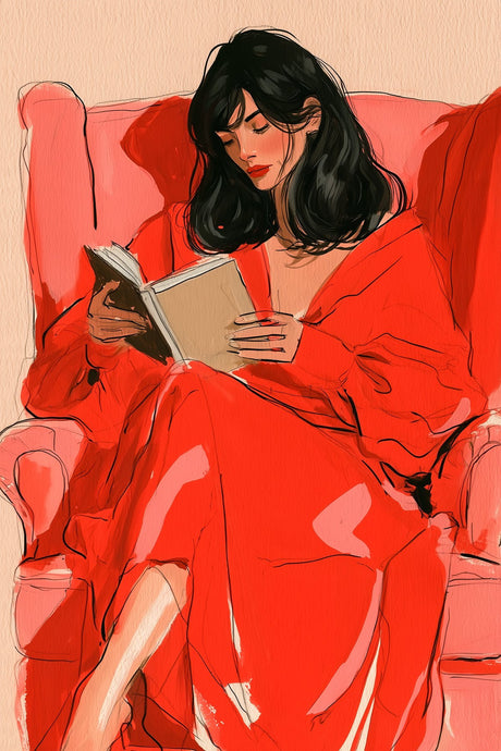 Woman Reading In Red