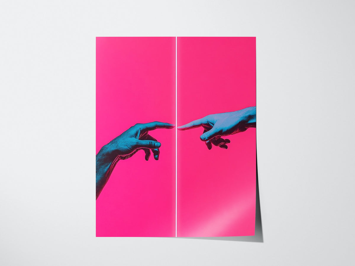 Neon Michelangelo Poster | Artistic Art Print — print detail on fine art paper