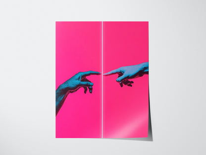 Neon Michelangelo Poster | Artistic Art Print — print detail on fine art paper