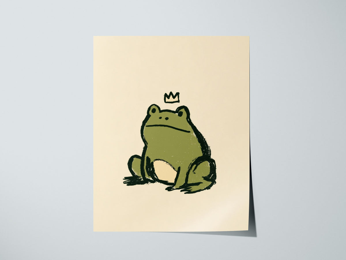 Frog Rules Poster | Olive and Cream Illustrative Art Print | Kids Room Wall Art — print detail on fine art paper