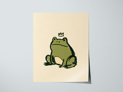 Frog Rules Poster | Olive and Cream Illustrative Art Print | Kids Room Wall Art — print detail on fine art paper