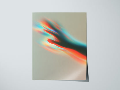 Almost Gone Poster | Coral and Cyan Abstract Art Print | Dark Fantasy Wall Art — print detail on fine art paper