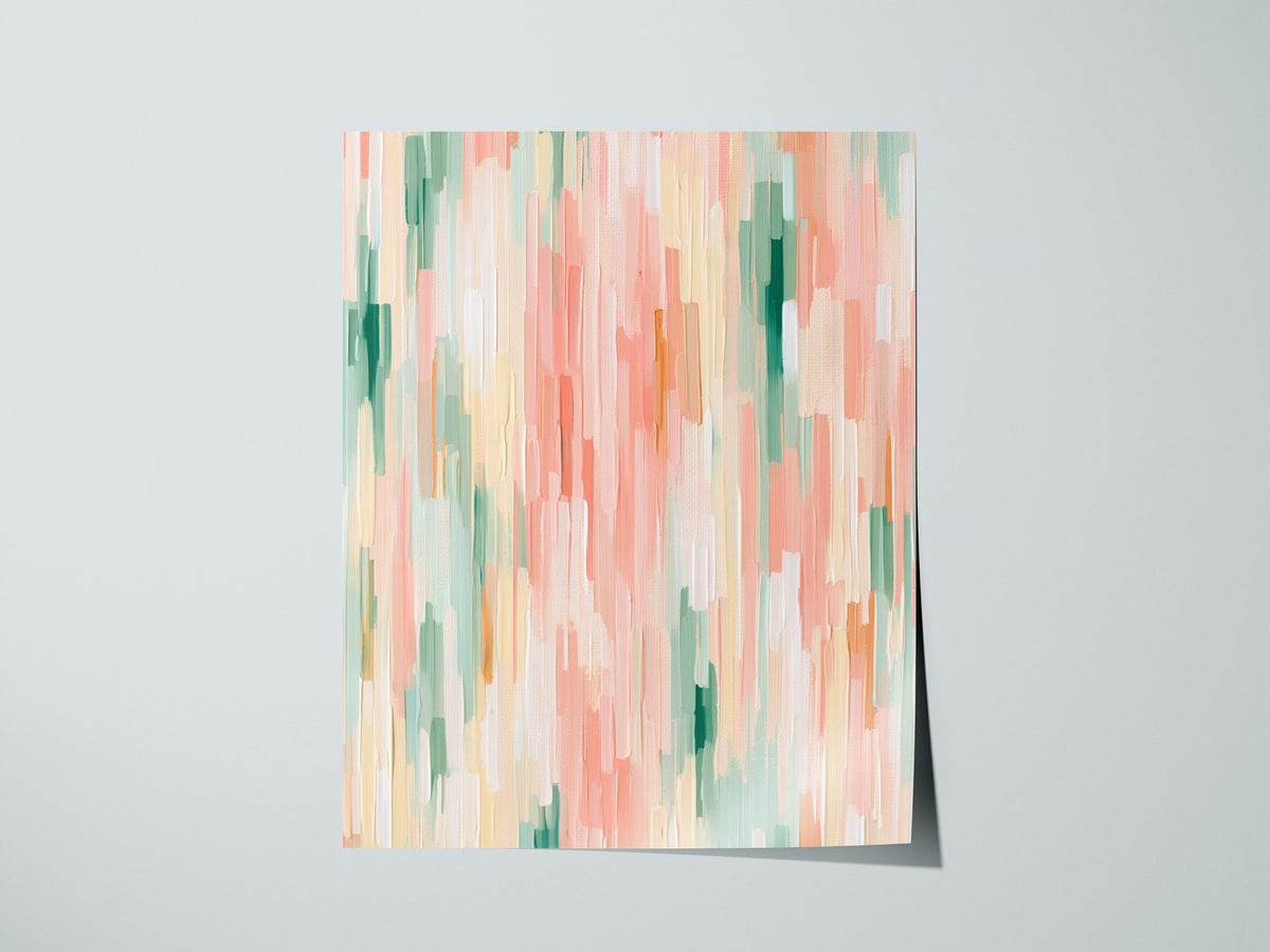 Drifting Color Fields Poster | Rose and Sage Oil Painting Art Print | Minimalist Wall Art — print detail on fine art paper