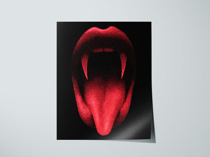 Vampire Smile Poster | Pen and Ink Art Print — print detail on fine art paper