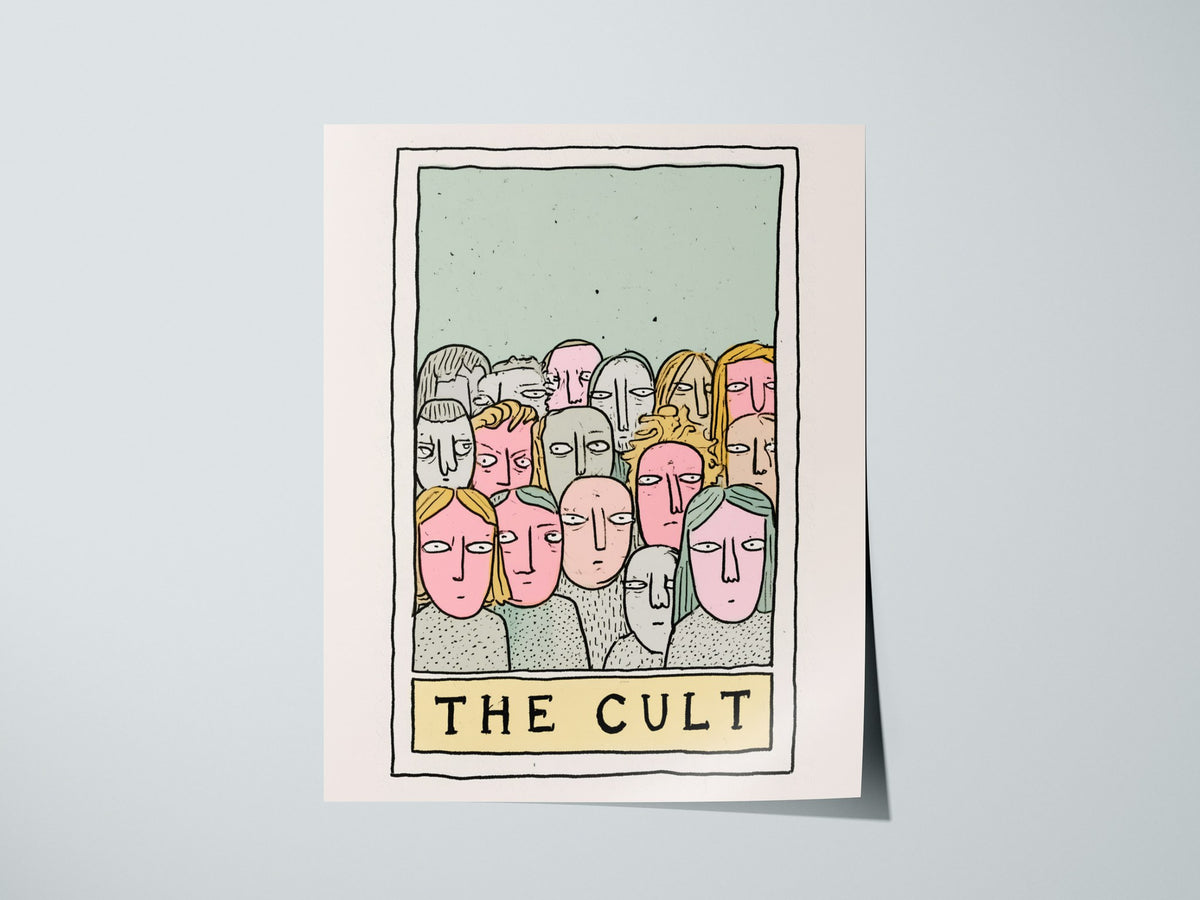 The Cult Poster | Sage and Dusty Pen and Ink Art Print | Tarot Wall Art — print detail on fine art paper