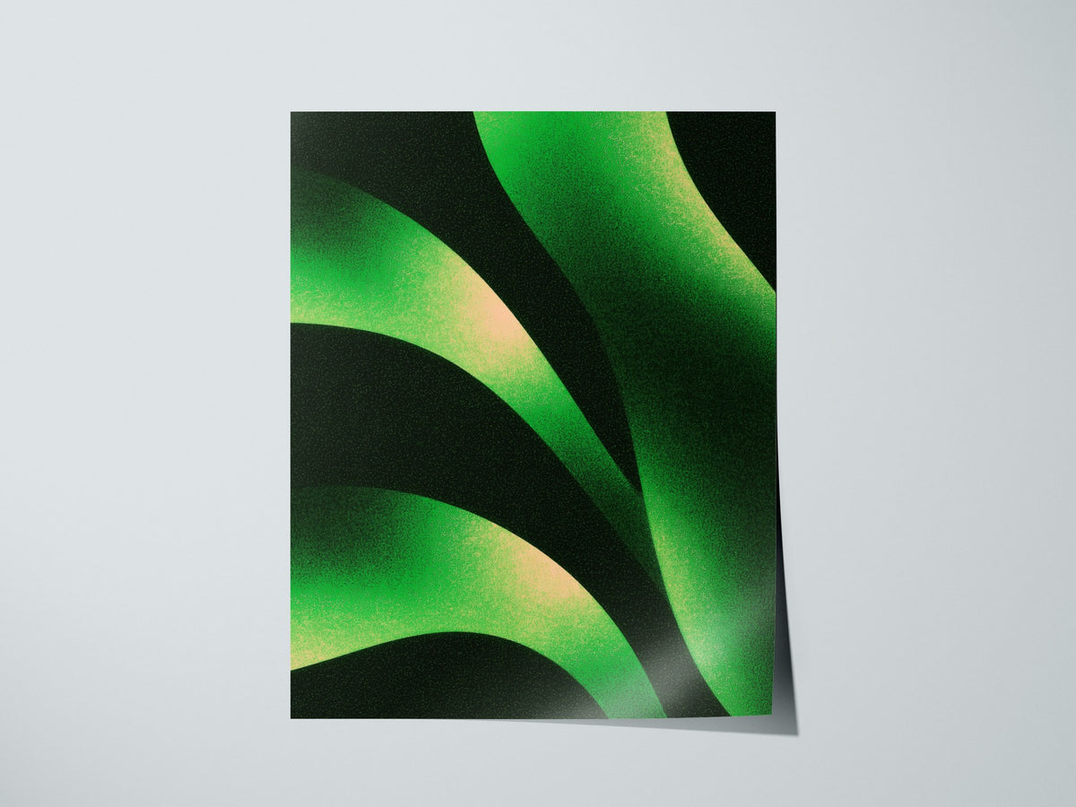 Sorrel Leaf Curves Poster | Lime and Black Illustrative Art Print | Kitchen Wall Art — print detail on fine art paper