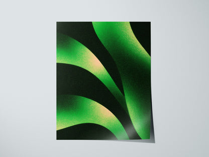 Sorrel Leaf Curves Poster | Lime and Black Illustrative Art Print | Kitchen Wall Art — print detail on fine art paper